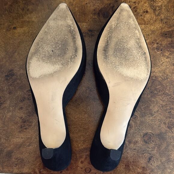 Manolo Blahnik Maysale Style Kitten Heel Black Women's Mules - Picture 2 of 3